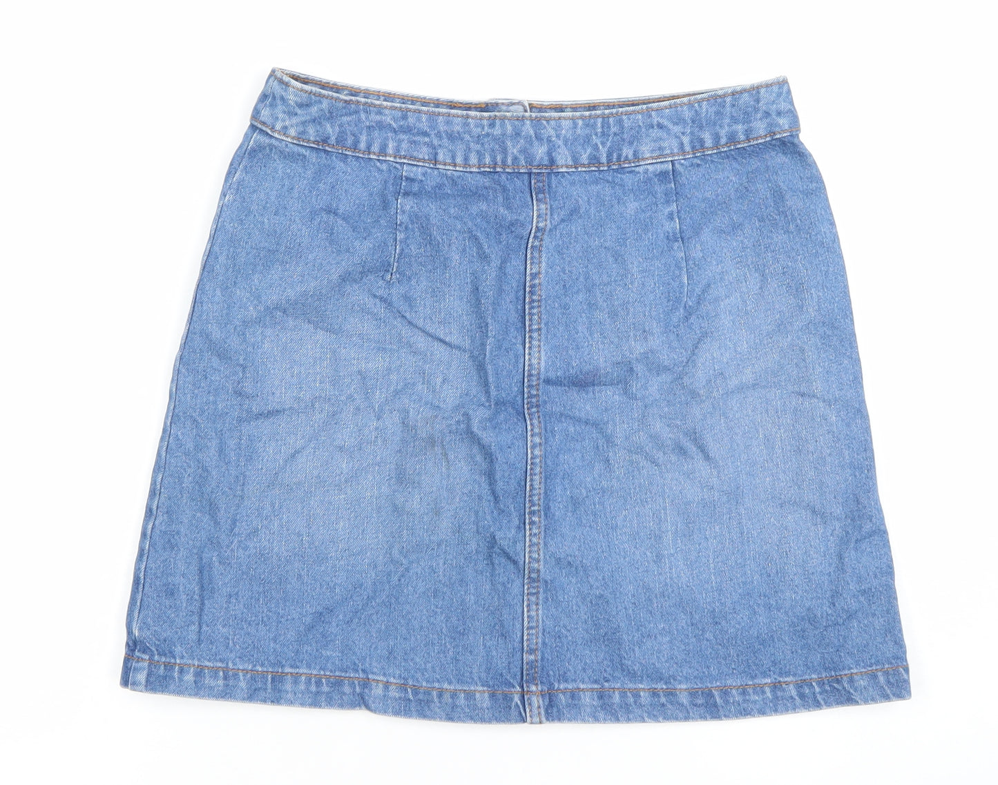 Denim Co Women’s Blue Denim Button Front Knee Length Skirt Size 10