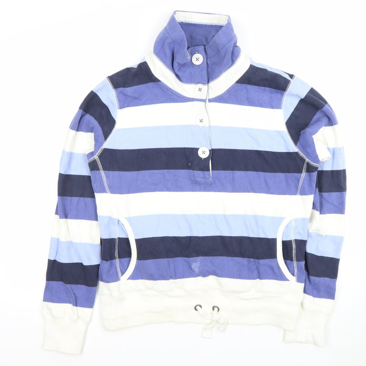 Marks and Spencer Womens Blue Striped Henley Sweatshirt UK 12