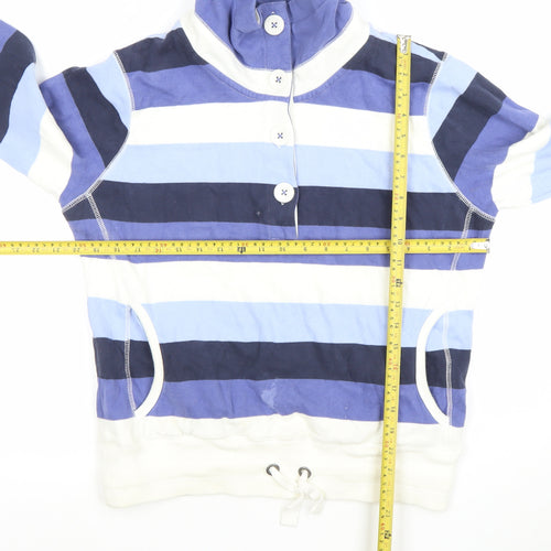Marks and Spencer Womens Blue Striped Henley Sweatshirt UK 12
