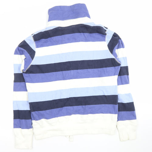 Marks and Spencer Womens Blue Striped Henley Sweatshirt UK 12