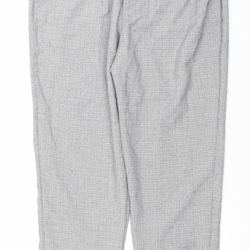Pull&Bear Women's Grey Check Chino Tapered Trousers Size 12