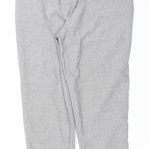 Pull&Bear Women's Grey Check Chino Tapered Trousers Size 12