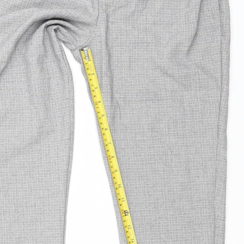 Pull&Bear Women's Grey Check Chino Tapered Trousers Size 12