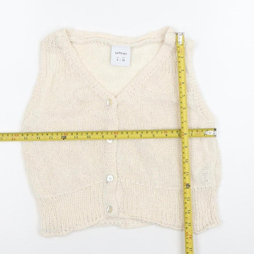 Lefties Women's Ivory Sleeveless Knit Button Cardigan Vest Size S