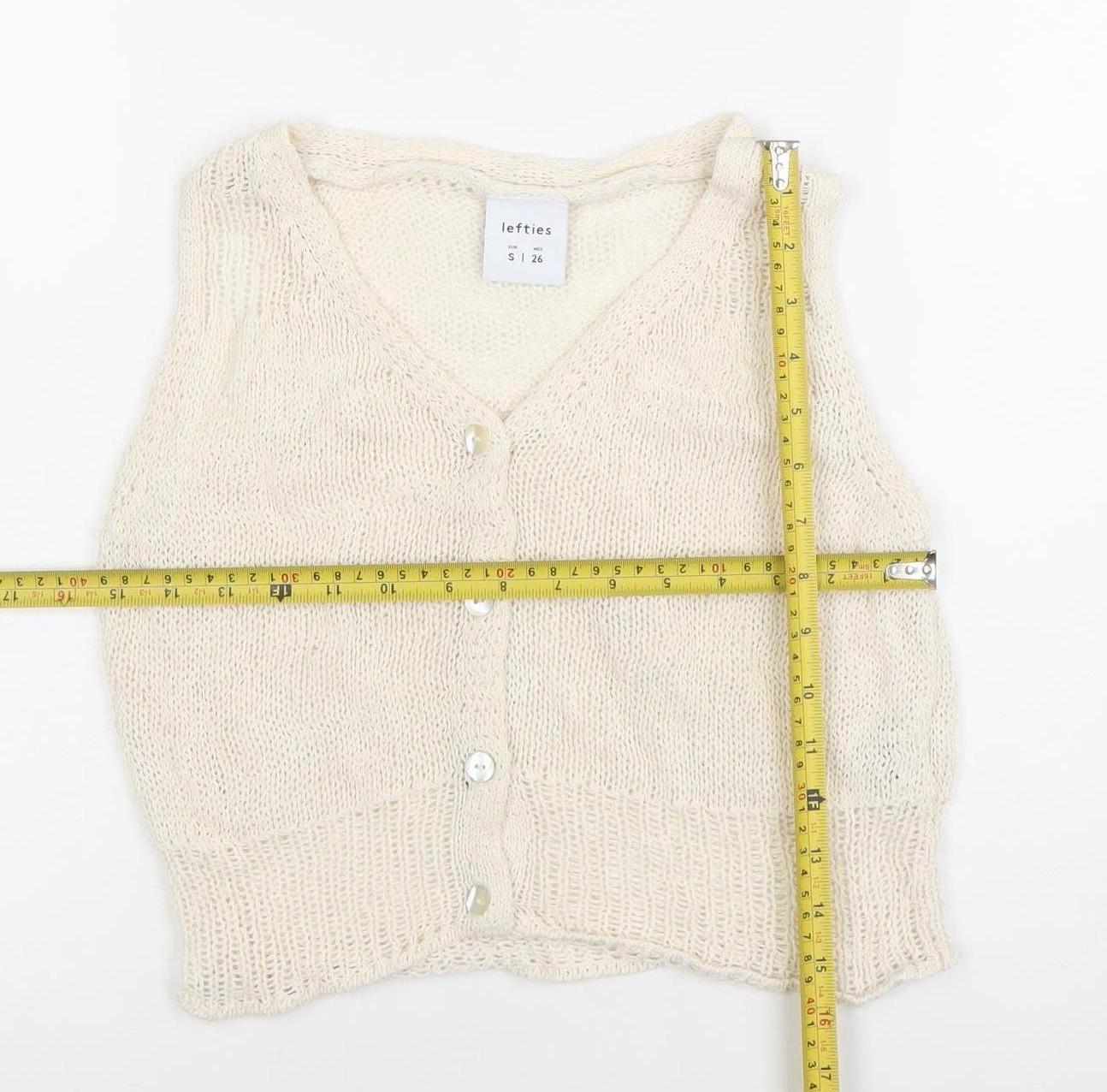Lefties Women's Ivory Sleeveless Knit Button Cardigan Vest Size S