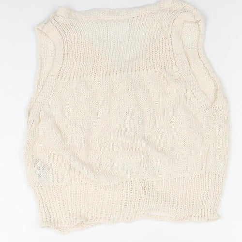 Lefties Women's Ivory Sleeveless Knit Button Cardigan Vest Size S