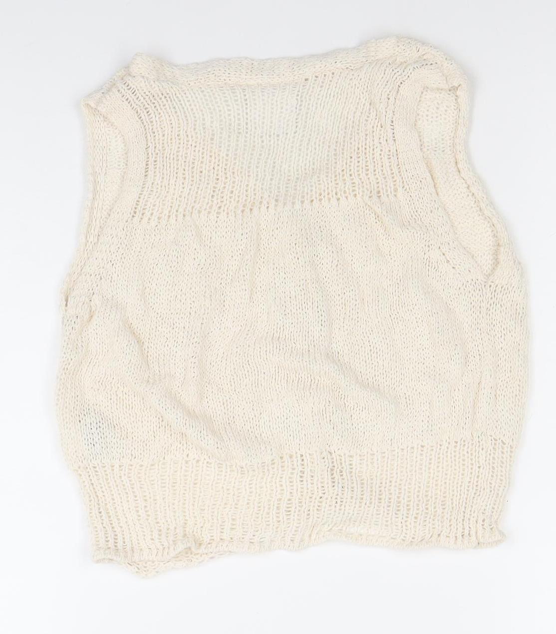 Lefties Women's Ivory Sleeveless Knit Button Cardigan Vest Size S