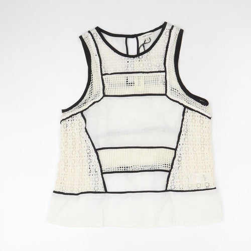 River Island Women Ivory Lace Sleeveless Camisole Blouse Size 8