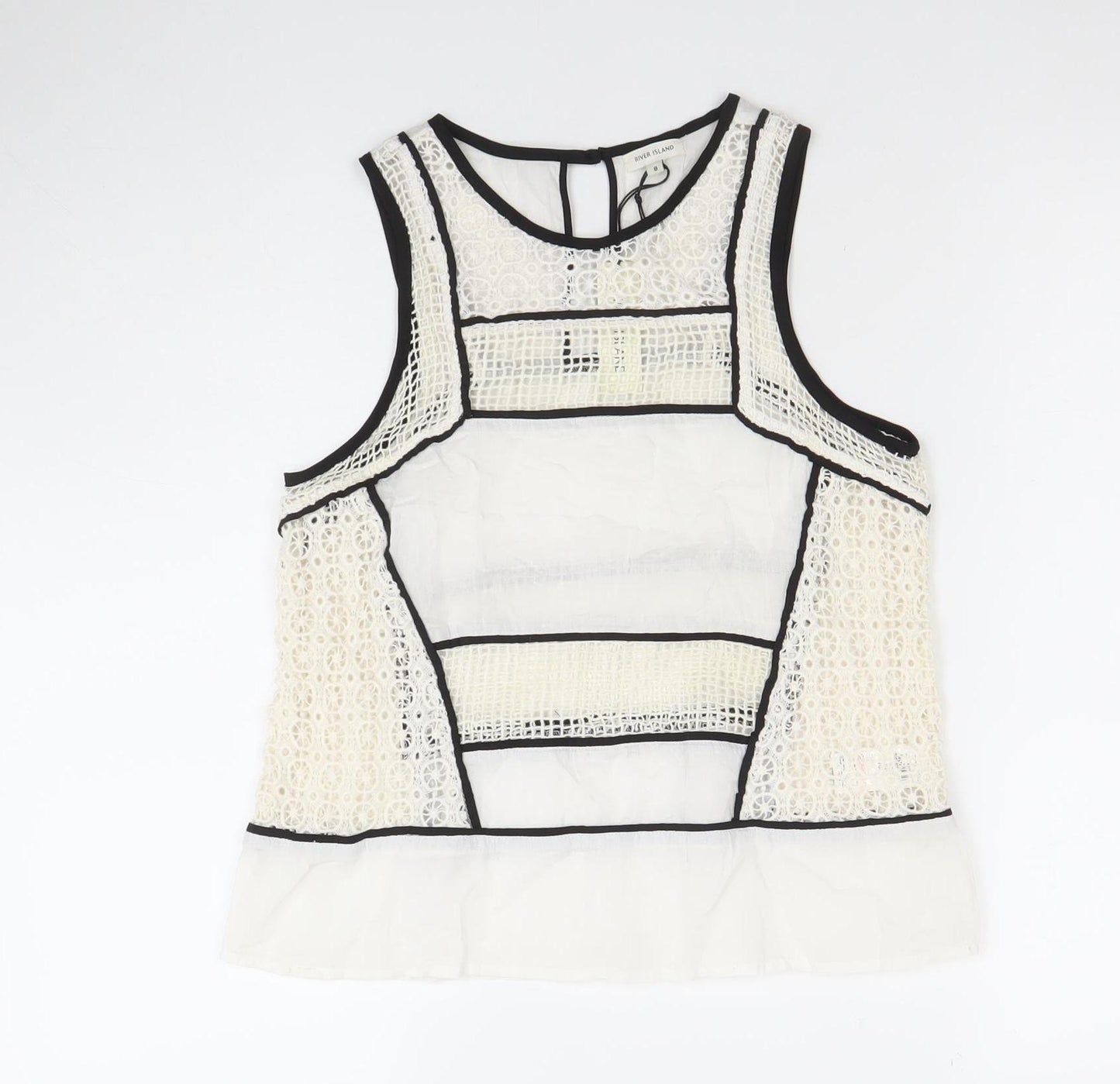 River Island Women Ivory Lace Sleeveless Camisole Blouse Size 8