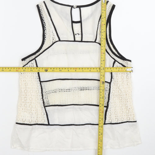 River Island Women Ivory Lace Sleeveless Camisole Blouse Size 8