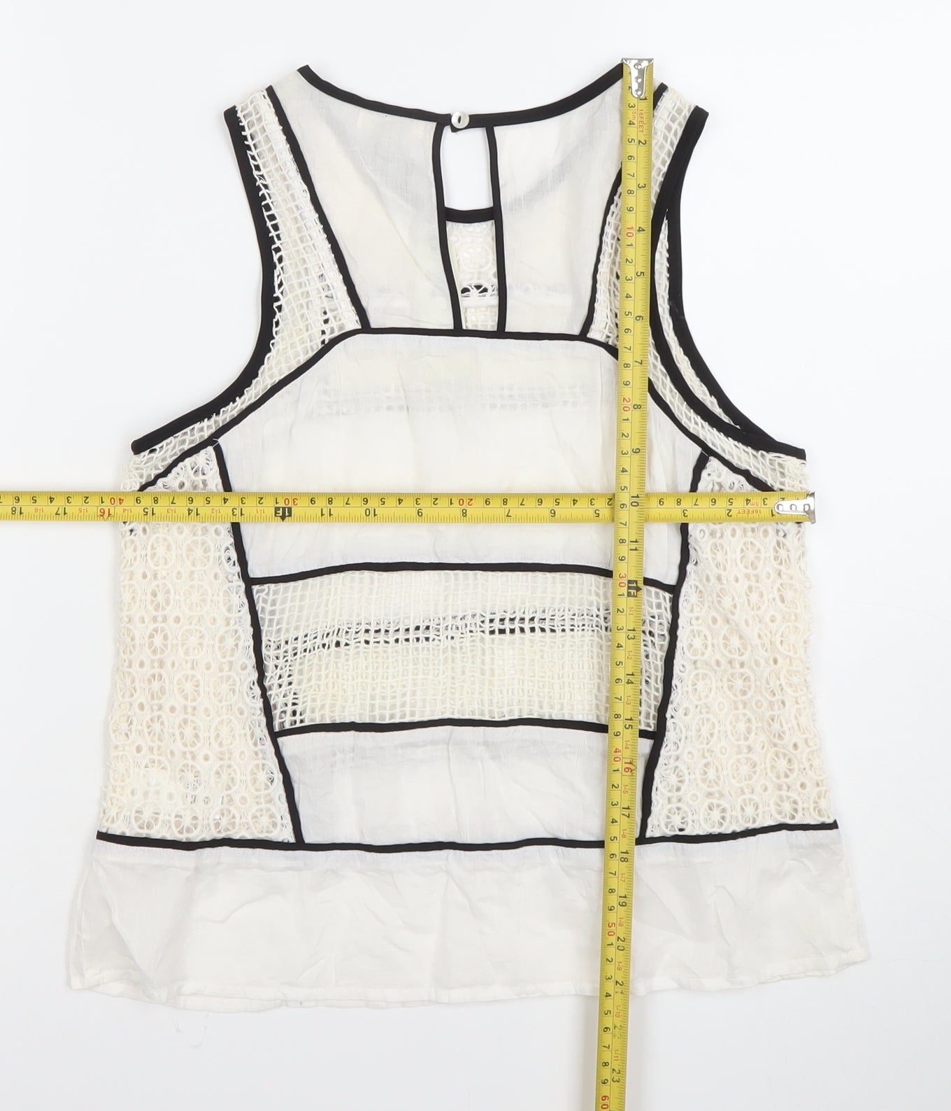 River Island Women Ivory Lace Sleeveless Camisole Blouse Size 8