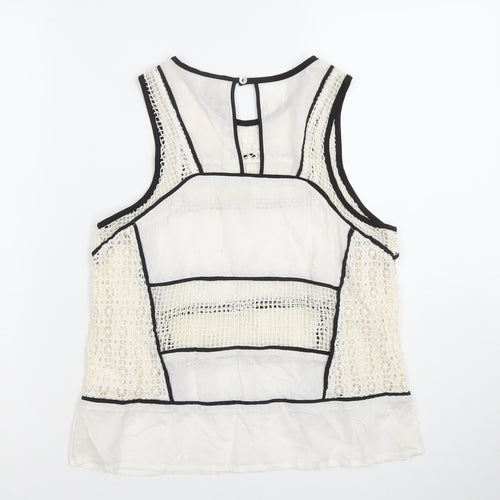 River Island Women Ivory Lace Sleeveless Camisole Blouse Size 8