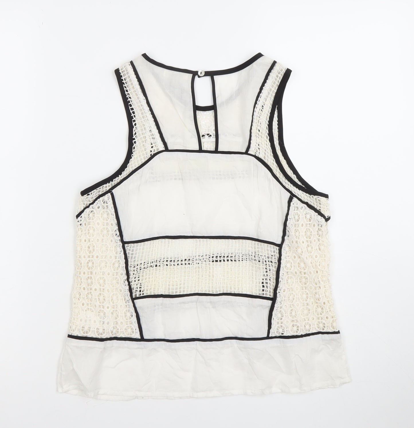 River Island Women Ivory Lace Sleeveless Camisole Blouse Size 8