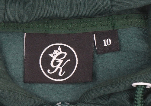 Gym King Womens Green 1/4 Zip Hoodie Size 10 Cotton Blend