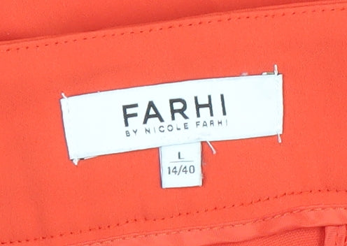Farhi by Nicole Farhi Women’s Red Polyester Wide-Leg Trousers Size 14 L