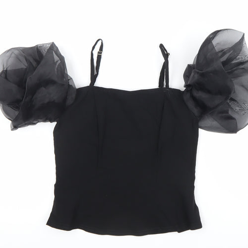 River Island Women’s Black Puff Sleeve Camisole Blouse Size 12