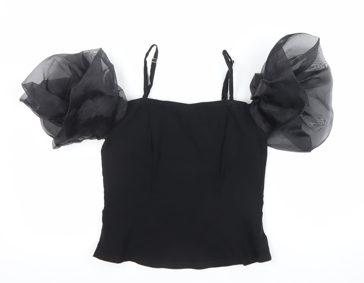 River Island Women’s Black Puff Sleeve Camisole Blouse Size 12