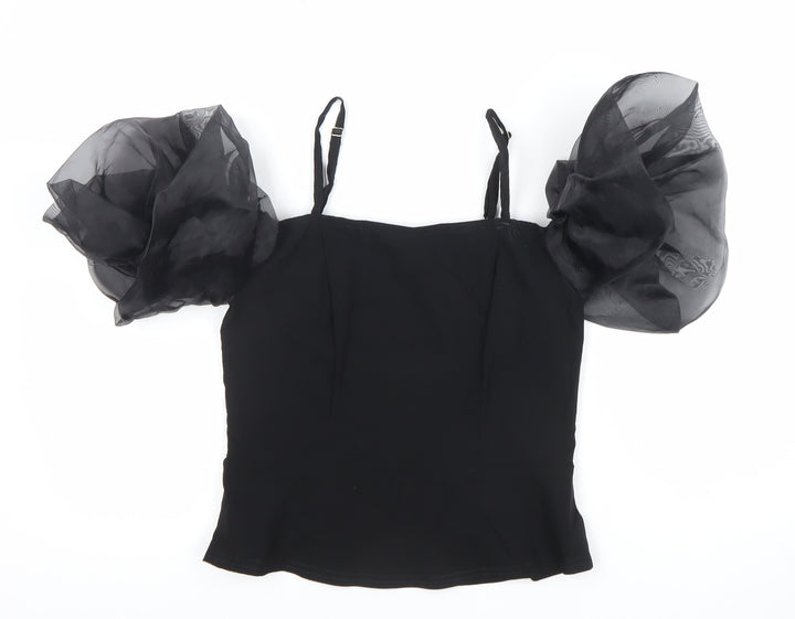 River Island Women’s Black Puff Sleeve Camisole Blouse Size 12