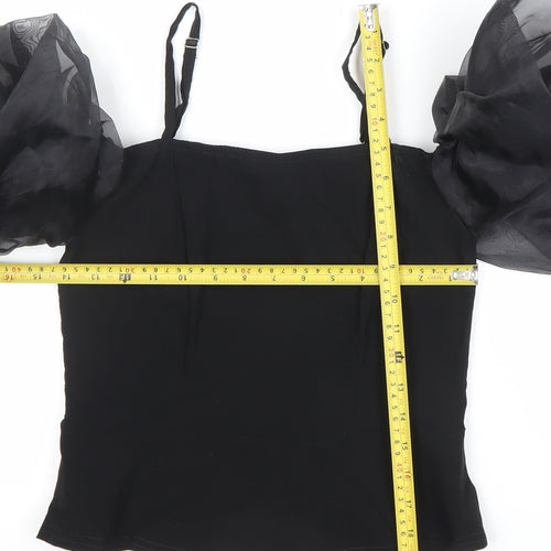 River Island Women’s Black Puff Sleeve Camisole Blouse Size 12