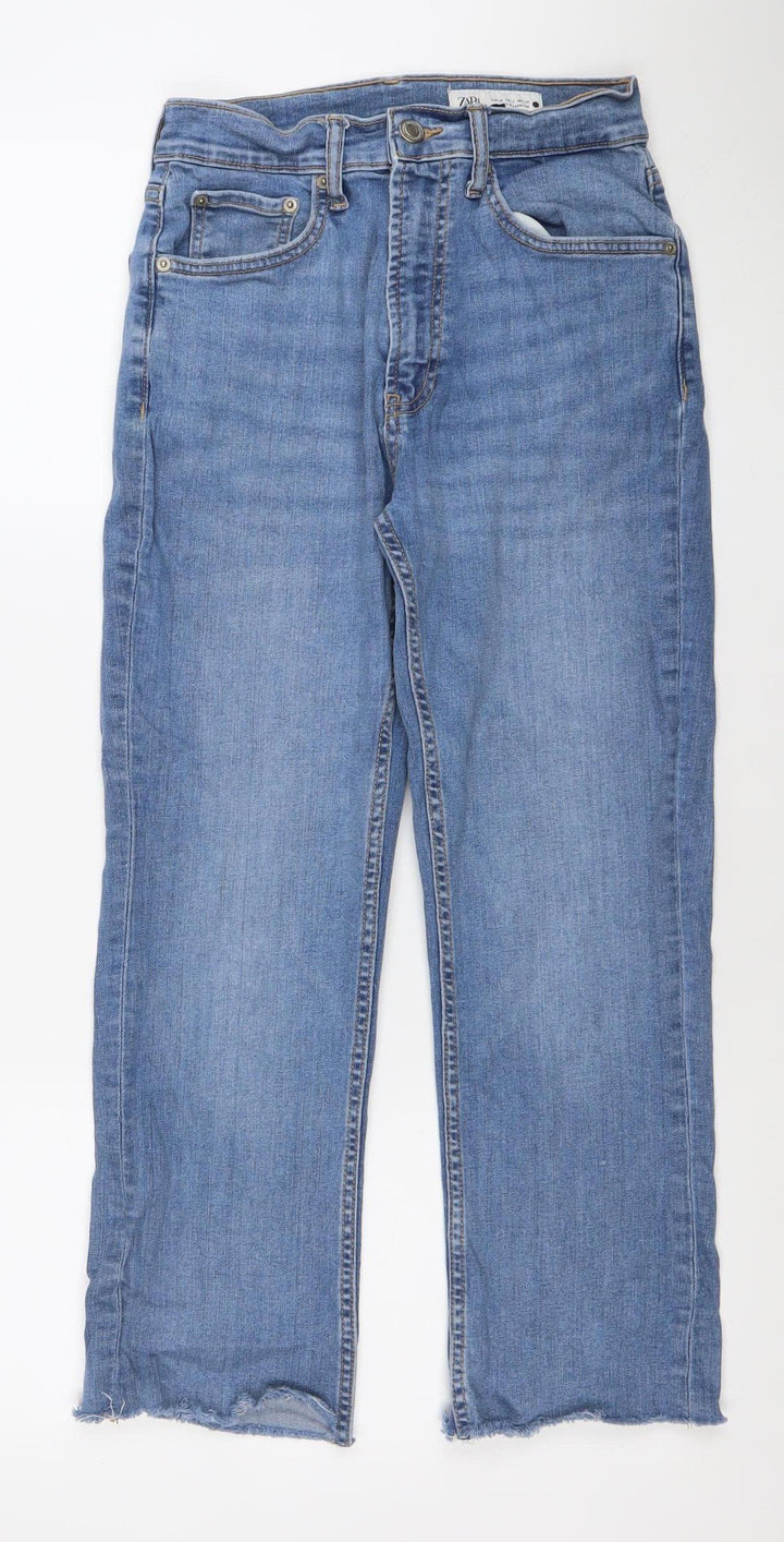 ZARA Women's Blue Straight Leg Jeans Size 6 Mid Rise Denim
