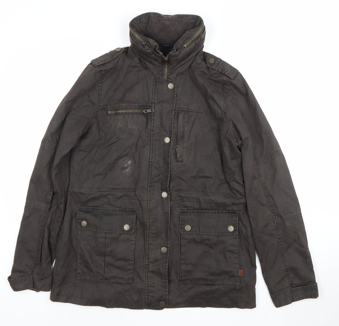 FatFace Women’s Brown Cotton Parka Jacket Size 12 Lined Outdoor Style