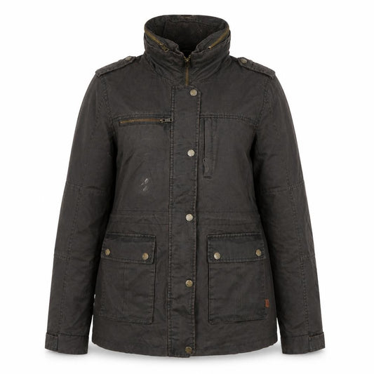 Front view of FatFace Women’s Brown Cotton Parka Jacket, size UK 12, Lined Outdoor Style
