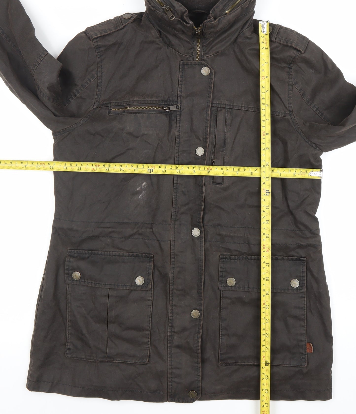 FatFace Women’s Brown Cotton Parka Jacket Size 12 Lined Outdoor Style