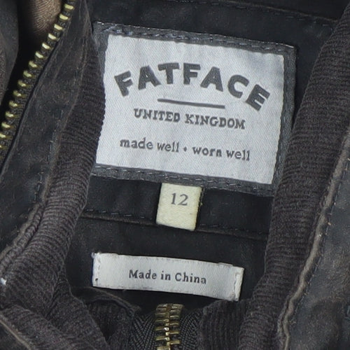 FatFace Women’s Brown Cotton Parka Jacket Size 12 Lined Outdoor Style