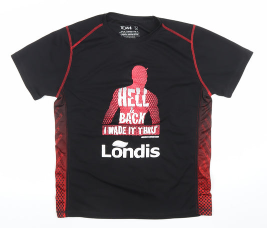 Titan Sports Men's Black Large Hell and Back Running T-Shirt