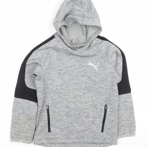 Puma Boys Grey Hoodie 9-10 Years Pullover Keeps You Dry Hooded Sweatshirt