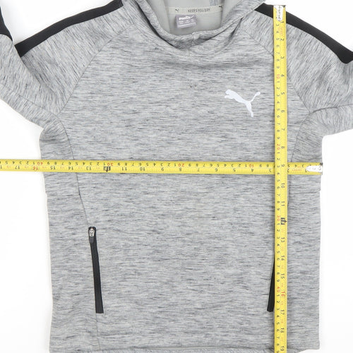 Puma Boys Grey Hoodie 9-10 Years Pullover Keeps You Dry Hooded Sweatshirt