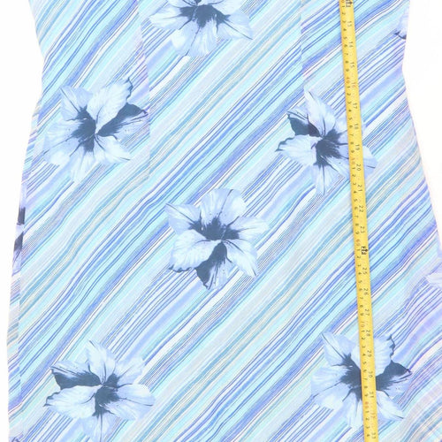 Berkertex Women’s Blue Floral Shift Dress Size 14 Sleeveless Summer