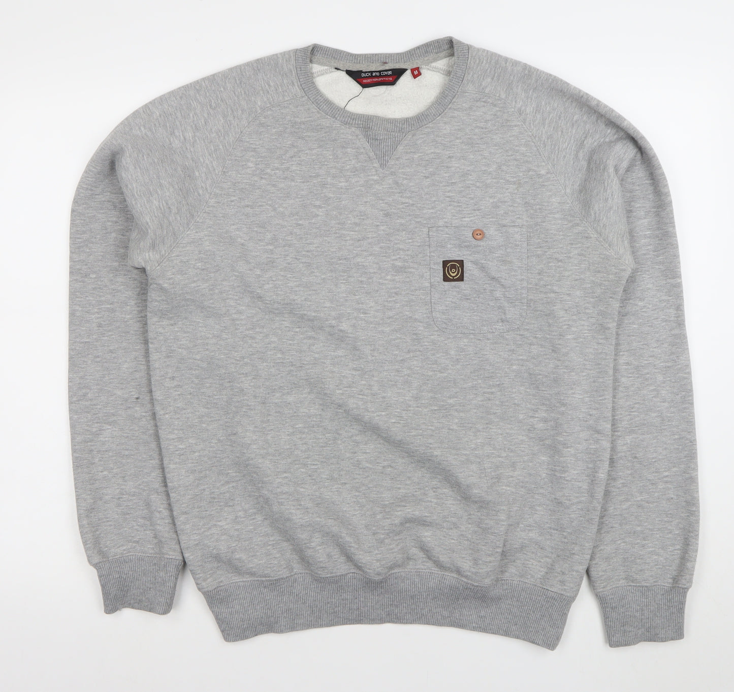 Duck and Cover Mens Grey Crew Neck Sweatshirt Size M Regular Fit