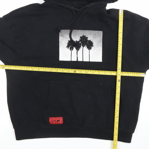 Pull & Bear Men’s Black Graphic Hoodie Size S Pullover Fleece