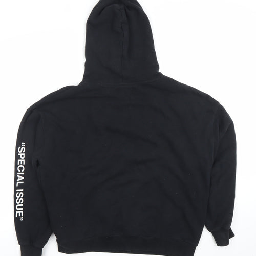 Pull & Bear Men’s Black Graphic Hoodie Size S Pullover Fleece