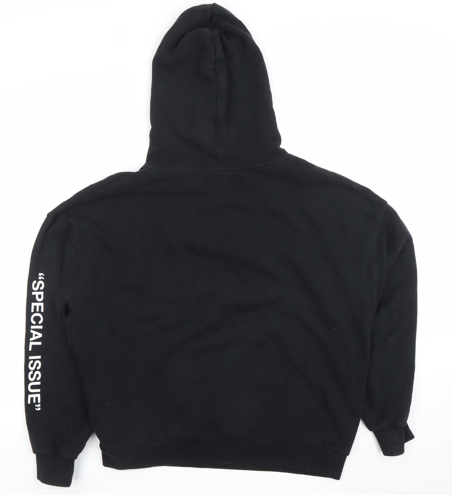 Pull & Bear Men’s Black Graphic Hoodie Size S Pullover Fleece