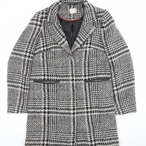 George Women’s Black Check Tweed Mid-Length Coat Size 10