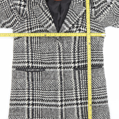 George Women’s Black Check Tweed Mid-Length Coat Size 10