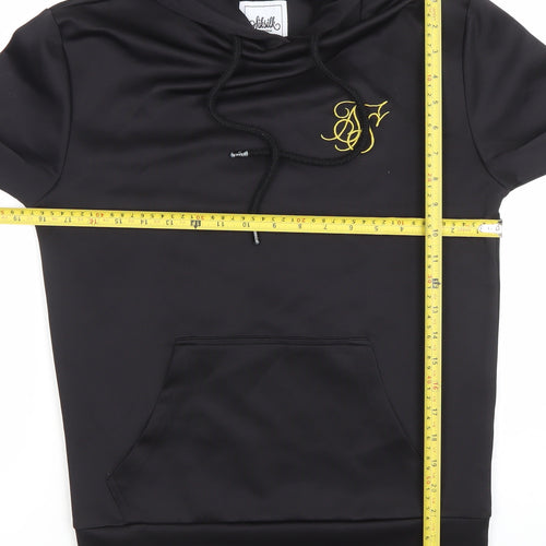 SikSilk Womens Black Size 6 Pullover Hoodie with Embroidered Logo