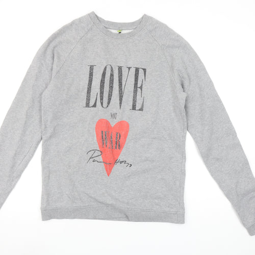 Rapanui Women's Grey 'Love Not War' Organic Cotton Sweatshirt - Size S