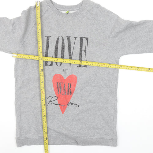 Rapanui Women's Grey 'Love Not War' Organic Cotton Sweatshirt - Size S