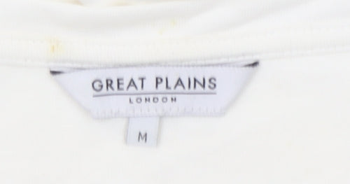 Great Plains Women Ivory Modal Blend Short Sleeve Boat Neck T-Shirt M