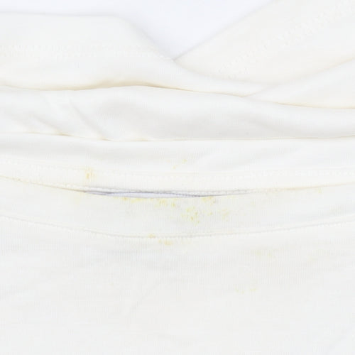 Great Plains Women Ivory Modal Blend Short Sleeve Boat Neck T-Shirt M