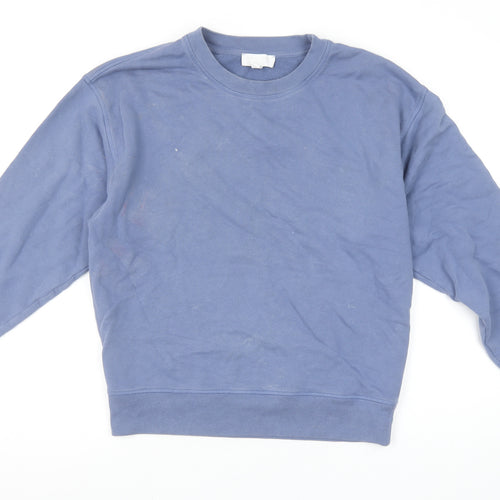 The White Company Women Blue Cotton Crew Neck Sweatshirt UK 20