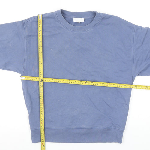 The White Company Women Blue Cotton Crew Neck Sweatshirt UK 20