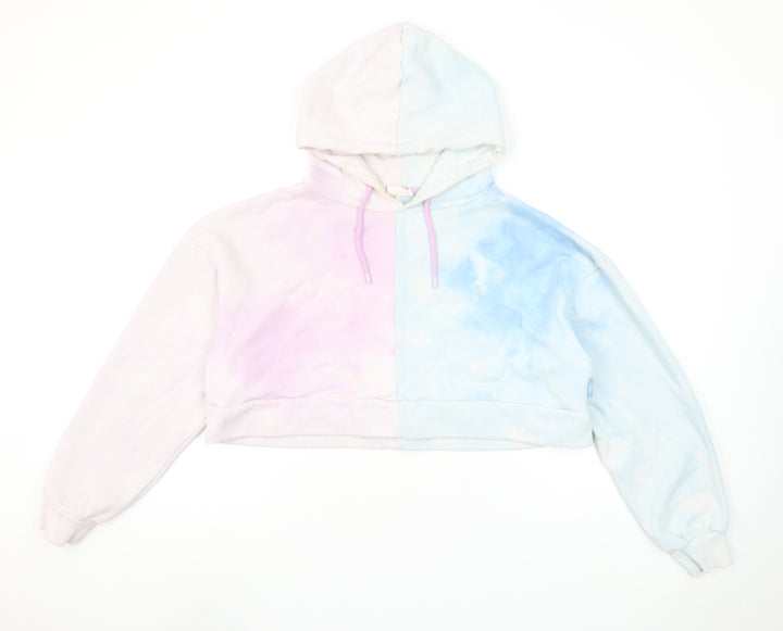 Chelsea Peers Women’s Pastel Tie Dye Cropped Hoodie Size L Relaxed Fit