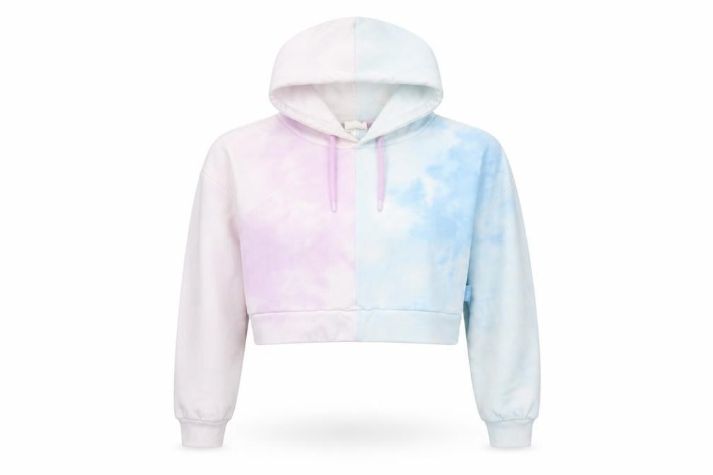 Chelsea Peers Women’s Pastel Tie Dye Cropped Hoodie Size L Relaxed Fit