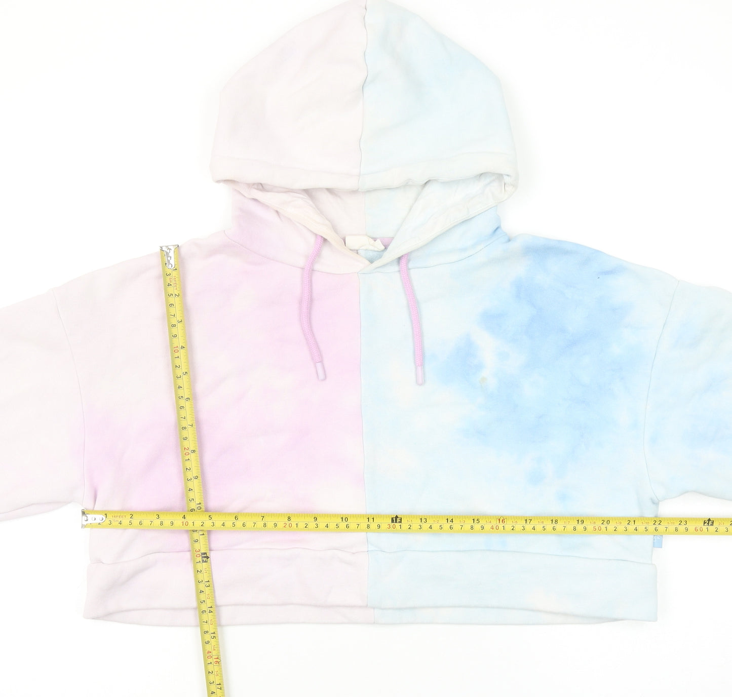 Chelsea Peers Women’s Pastel Tie Dye Cropped Hoodie Size L Relaxed Fit