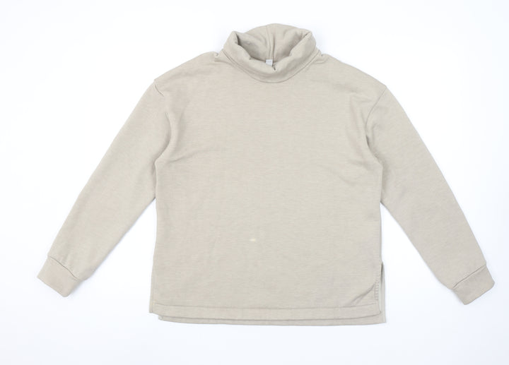 Uniqlo Women Beige Roll Neck Pullover Sweatshirt Size S