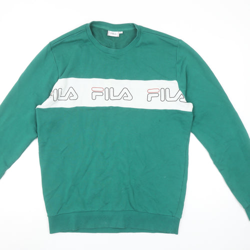 FILA Men’s Green Logo Sweatshirt L Pullover Crew Neck Sports